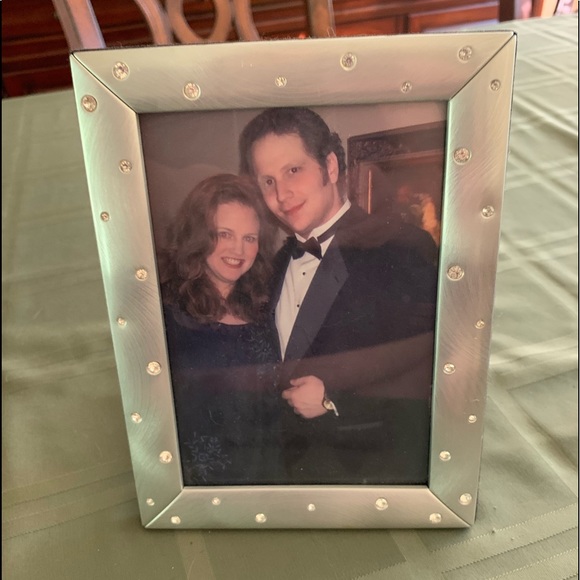 Silver picture frame with crystal accents - Picture 1 of 3